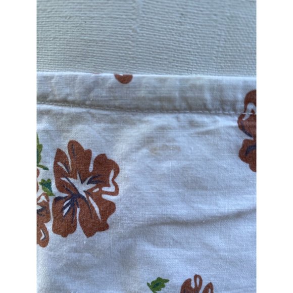 Vintage Brown Green Floral Long Half Apron Ric-rac Farmhouse - Picture 10 of 11
